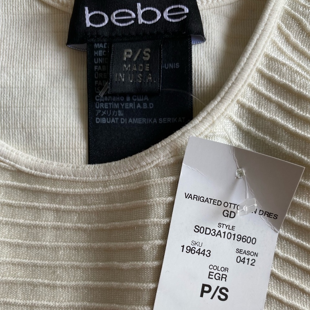 Bebe white cream Bodycon mini dress NWT
